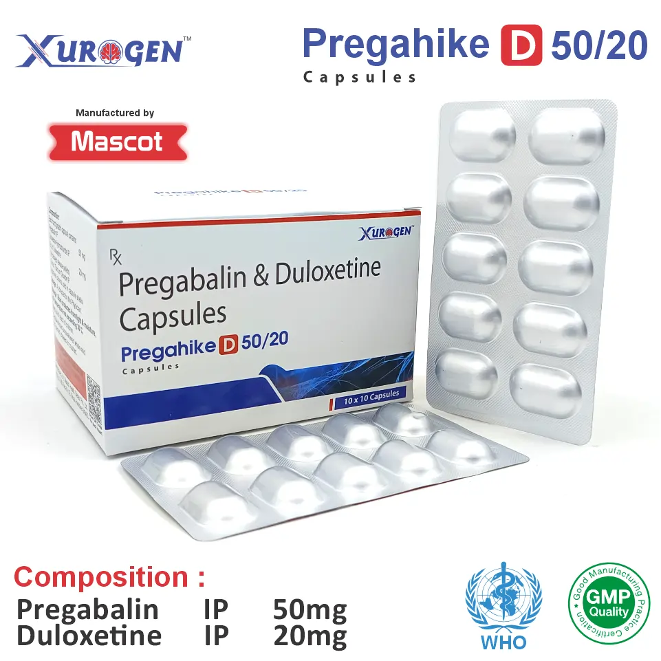 Pregabalin I.P. 50mg + Duloxetine 20mg at the best price in PCD Pharma Franchise for Neuropathic Pain Reliever and Nerve Pain and Anxiety Management